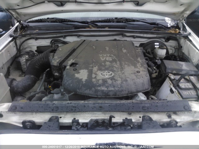 5TEJU4GN4AZ695750 - 2010 TOYOTA TACOMA DOUBLE CAB PRERUNNER WHITE photo 10