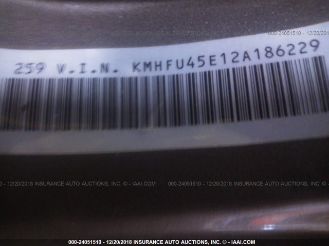 KMHFU45E12A186229 - 2002 HYUNDAI XG 350 GRAY photo 9