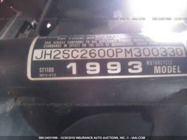 JH2SC2600PM300330 - 1993 HONDA ST1100 RED photo 10