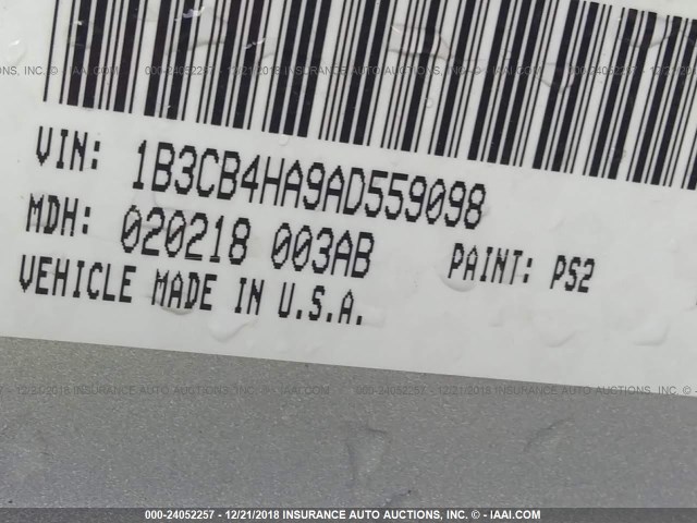 1B3CB4HA9AD559098 - 2010 DODGE CALIBER SXT SILVER photo 9