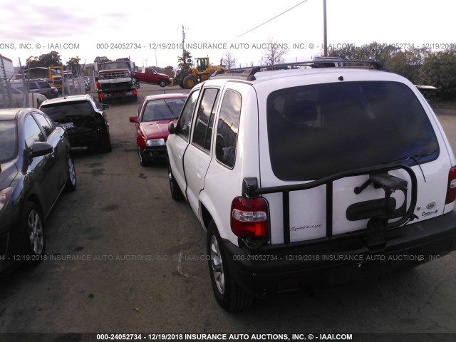 KNDJB723625145659 - 2002 KIA SPORTAGE WHITE photo 3