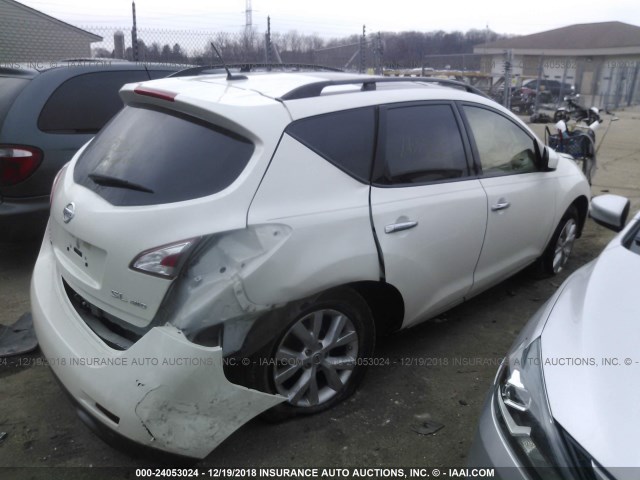 JN8AZ1MW9EW509219 - 2014 NISSAN Murano S/SL/SV/LE WHITE photo 4