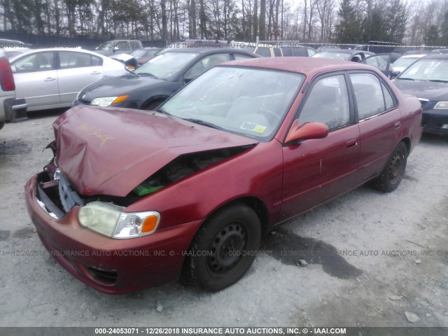 2T1BR12E61C447890 - 2001 TOYOTA COROLLA CE/LE/S RED photo 2