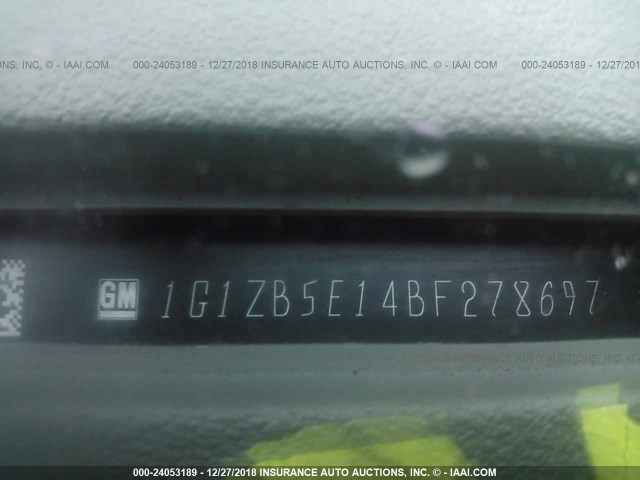 1G1ZB5E14BF278697 - 2011 CHEVROLET MALIBU LS ლურჯი ფოტო 9