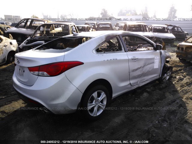 KMHDH6AE7DU009554 - 2013 HYUNDAI ELANTRA COUPE GS/SE SILVER photo 4