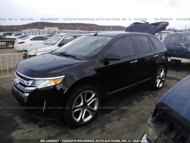 2FMDK3JC9BBB47453 - 2011 FORD EDGE SEL BLACK photo 2