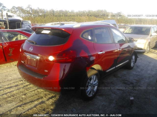 JN8AS5MT6DW516306 - 2013 NISSAN ROGUE S/SV RED photo 4