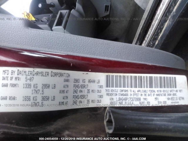 1J8HG48P17C672898 - 2007 JEEP COMMANDER Qırmızı foto 9