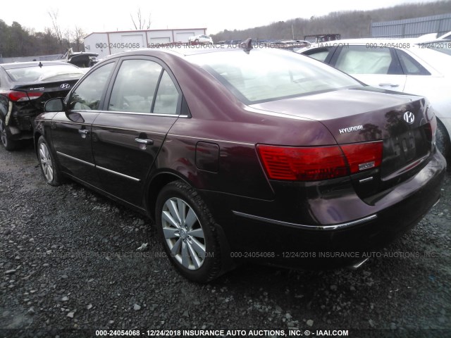 5NPEU46F79H497724 - 2009 HYUNDAI SONATA SE/LIMITED RED photo 3