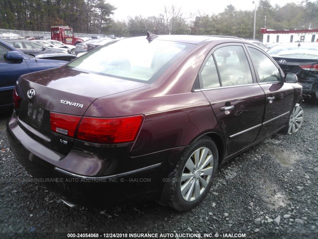 5NPEU46F79H497724 - 2009 HYUNDAI SONATA SE/LIMITED RED photo 4