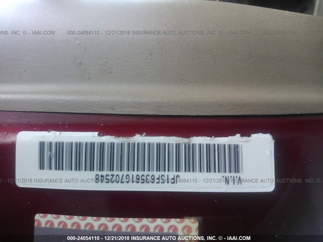 JF1SF63561G702548 - 2001 SUBARU FORESTER L RED photo 9