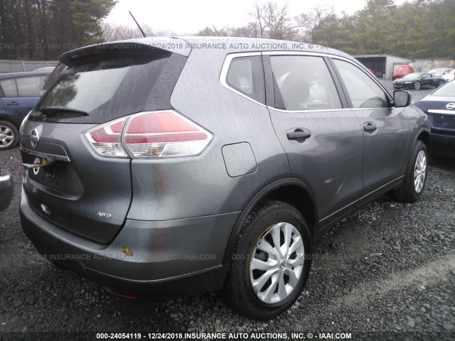 KNMAT2MV2GP623148 - 2016 NISSAN ROGUE S/SL/SV GRAY photo 4