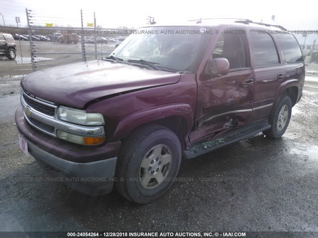 1GNEK13T85J191476 - 2005 CHEVROLET TAHOE K1500 BURGUNDY photo 2