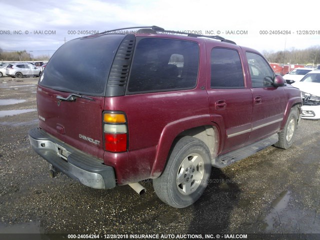 1GNEK13T85J191476 - 2005 CHEVROLET TAHOE K1500 BURGUNDY photo 4