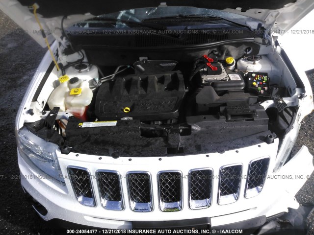 1C4NJDBB9CD541490 - 2012 JEEP COMPASS SPORT WHITE photo 10