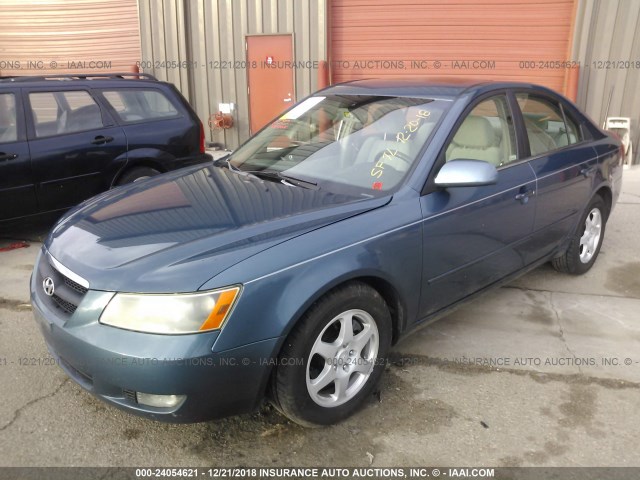 5NPEU46F46H071680 - 2006 HYUNDAI SONATA GLS/LX BLUE photo 2