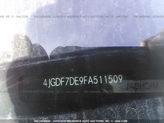 4JGDF7DE9FA511509 - 2015 MERCEDES-BENZ GL 550 4MATIC BLACK photo 9
