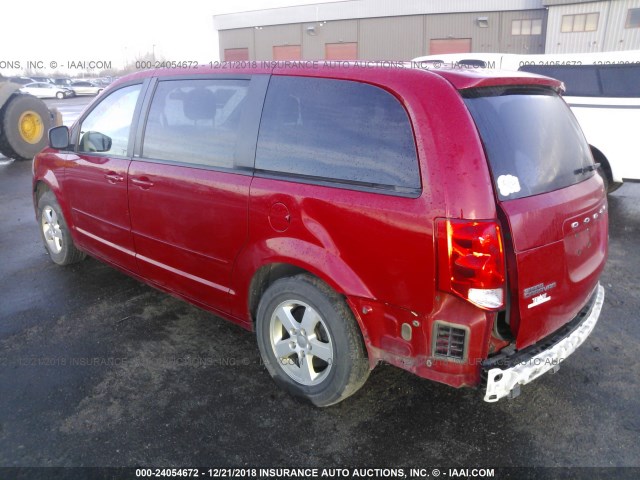 2C4RDGCG7DR522794 - 2013 DODGE GRAND CARAVAN SXT RED photo 3