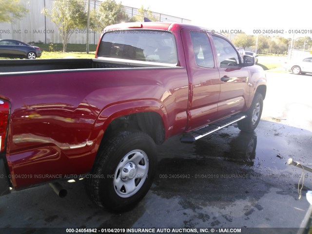 5TFRX5GN5HX102124 - 2017 TOYOTA TACOMA ACCESS CAB/SR/SR5 წითელი ფოტო 4