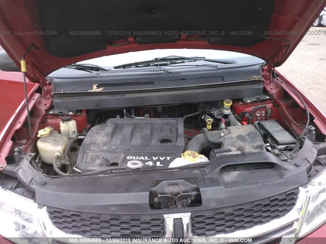 3C4PDCAB9DT533672 - 2013 DODGE JOURNEY SE RED photo 10