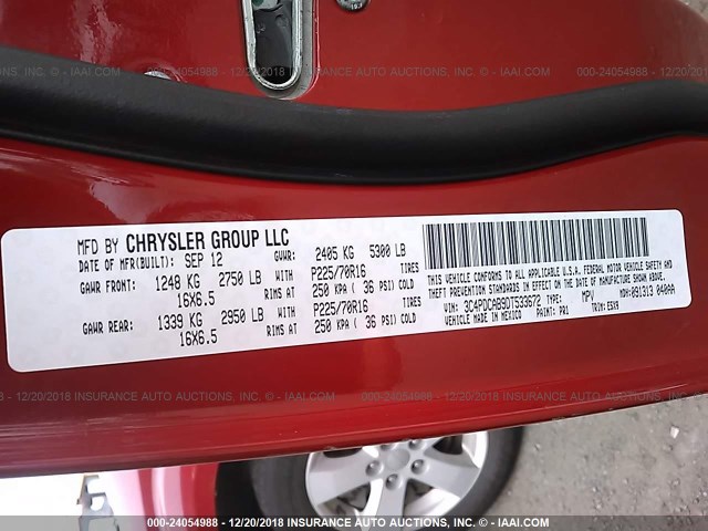 3C4PDCAB9DT533672 - 2013 DODGE JOURNEY SE RED photo 9