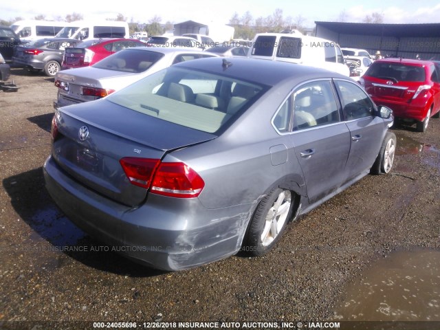 1VWBP7A31DC051045 - 2013 VOLKSWAGEN PASSAT SE GRAY photo 4