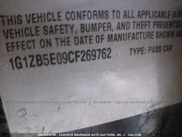 1G1ZB5E09CF269762 - 2012 CHEVROLET MALIBU LS BLUE photo 9