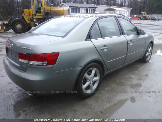 5NPEU46F37H238502 - 2007 HYUNDAI SONATA SE/LIMITED GREEN photo 4