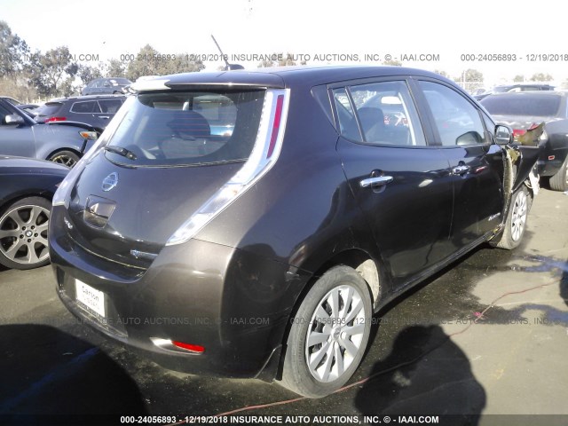 1N4AZ0CP3GC300939 - 2016 NISSAN LEAF S BROWN photo 4