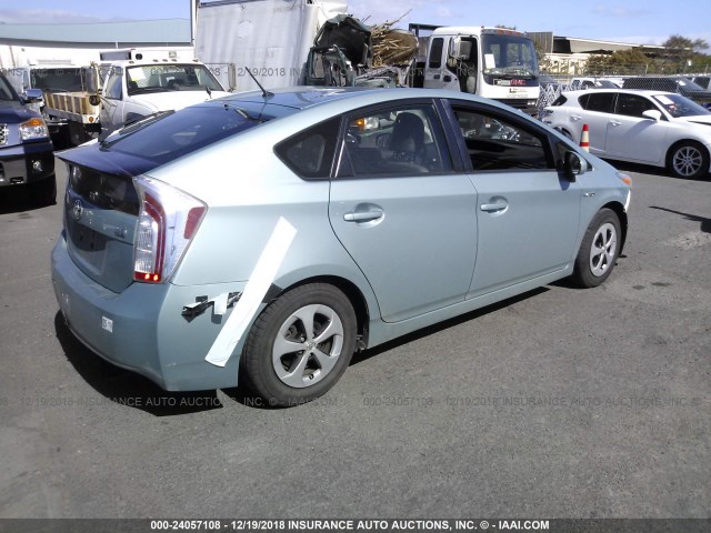 JTDKN3DU0F1892424 - 2015 TOYOTA PRIUS BLUE photo 4