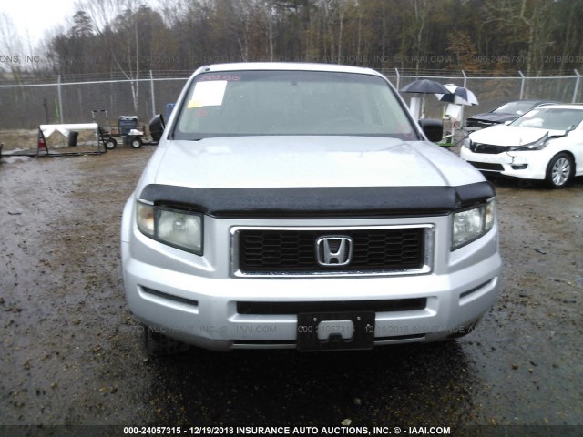 2HJYK16358H537521 - 2008 HONDA RIDGELINE SILVER photo 6