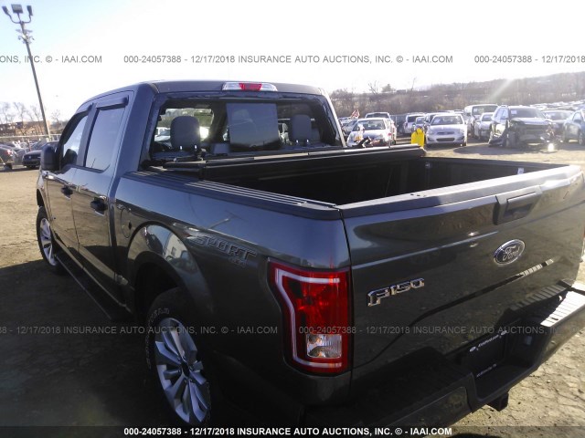 1FTEW1EP8GKE21236 - 2016 FORD F150 SUPERCREW GRAY photo 3