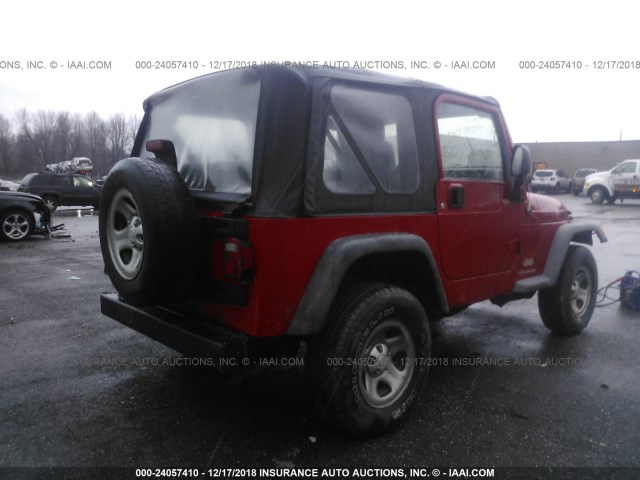 1J4FA29156P752155 - 2006 JEEP WRANGLER / TJ SE RED photo 4