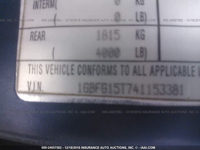 1GBFG15T741153381 - 2004 CHEVROLET EXPRESS G1500  BLUE photo 9