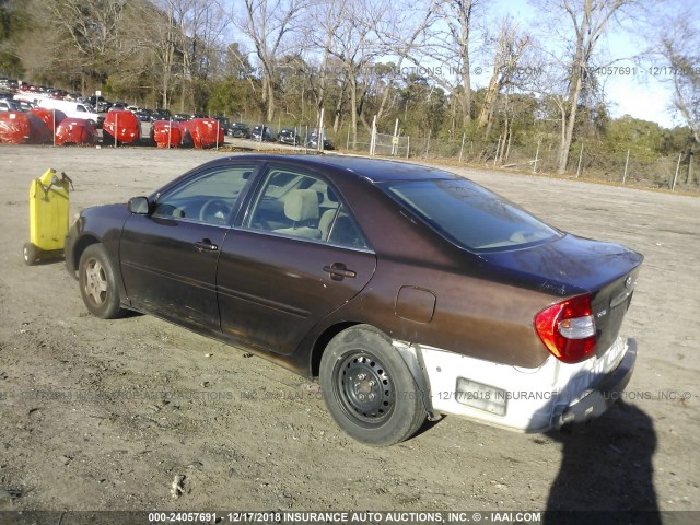 4T1BF30K02U012036 - 2002 TOYOTA CAMRY LE/XLE/SE BROWN photo 3