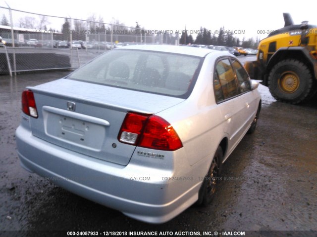 JHMES96614S003255 - 2004 HONDA CIVIC HYBRID BLUE photo 4