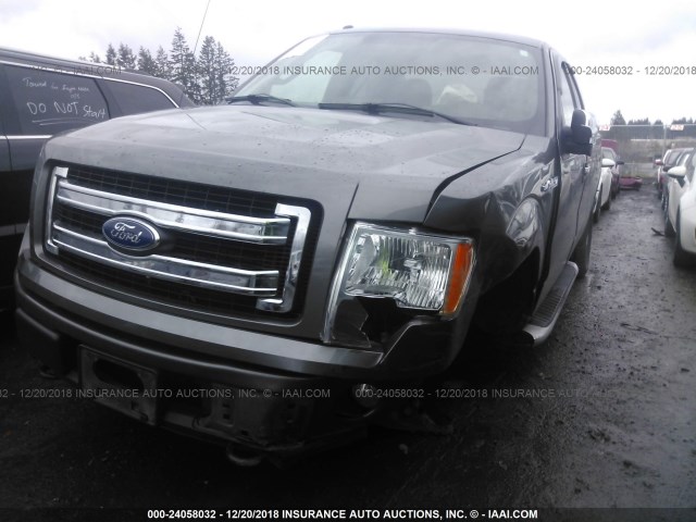 1FTFX1EF9DFD34409 - 2013 FORD F150 SUPER CAB GRAY photo 2