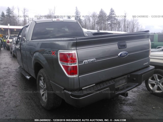 1FTFX1EF9DFD34409 - 2013 FORD F150 SUPER CAB GRAY photo 3