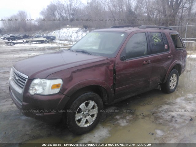 1FMEU7DE8AUA37652 - 2010 FORD EXPLORER XLT MAROON photo 2