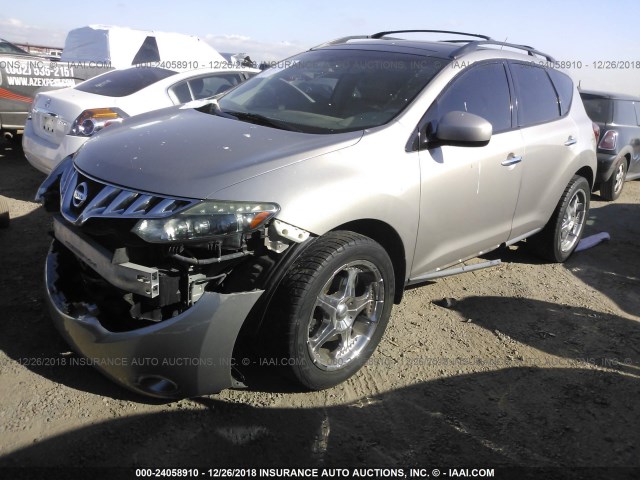 JN8AZ18U89W010474 - 2009 NISSAN MURANO S/SL GOLD photo 2