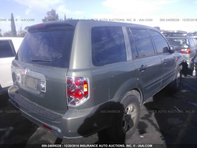 5FNYF28197B011293 - 2007 HONDA PILOT LX GREEN photo 4