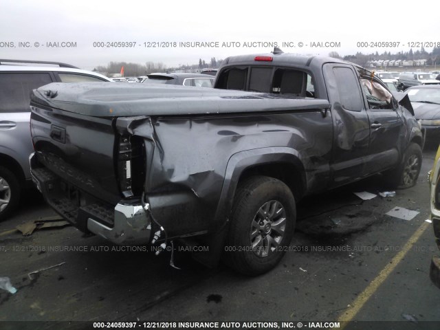 5TFRX5GN7GX064619 - 2016 TOYOTA TACOMA ACCESS CAB/SR/SR5 ნაცრისფერი ფოტო 4