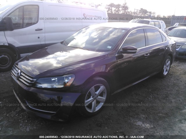 1VWBP7A37DC107294 - 2013 VOLKSWAGEN PASSAT SE MAROON photo 2