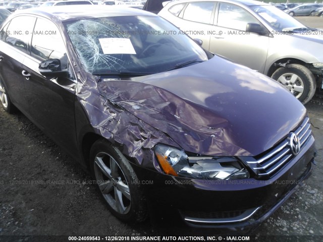 1VWBP7A37DC107294 - 2013 VOLKSWAGEN PASSAT SE MAROON photo 6