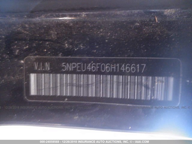 5NPEU46F06H146617 - 2006 HYUNDAI SONATA GLS/LX BLUE photo 9