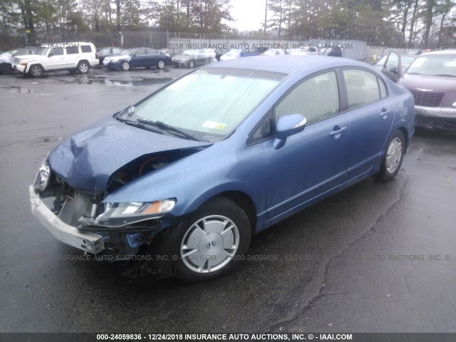 JHMFA36269S007410 - 2009 HONDA CIVIC HYBRID BLUE photo 2