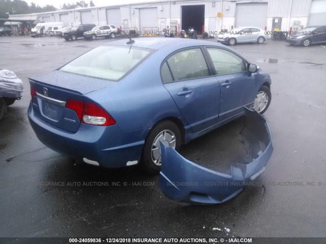 JHMFA36269S007410 - 2009 HONDA CIVIC HYBRID BLUE photo 4