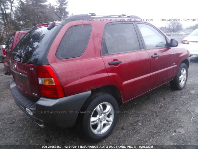 KNDJE723777385208 - 2007 KIA SPORTAGE EX/LX RED photo 4