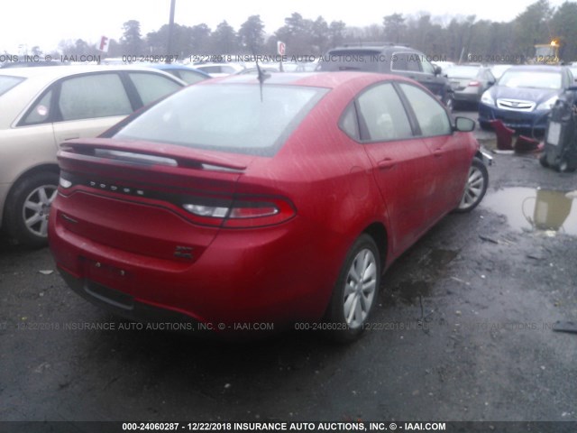 1C3CDFBB1ED668185 - 2014 DODGE DART SXT RED photo 4