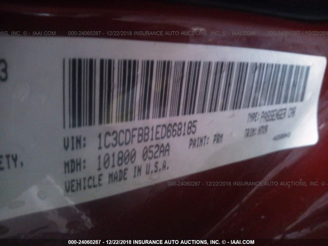 1C3CDFBB1ED668185 - 2014 DODGE DART SXT RED photo 9